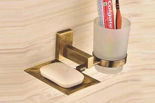 Brass Tooth Brush, Soap Holder Wall-mounted